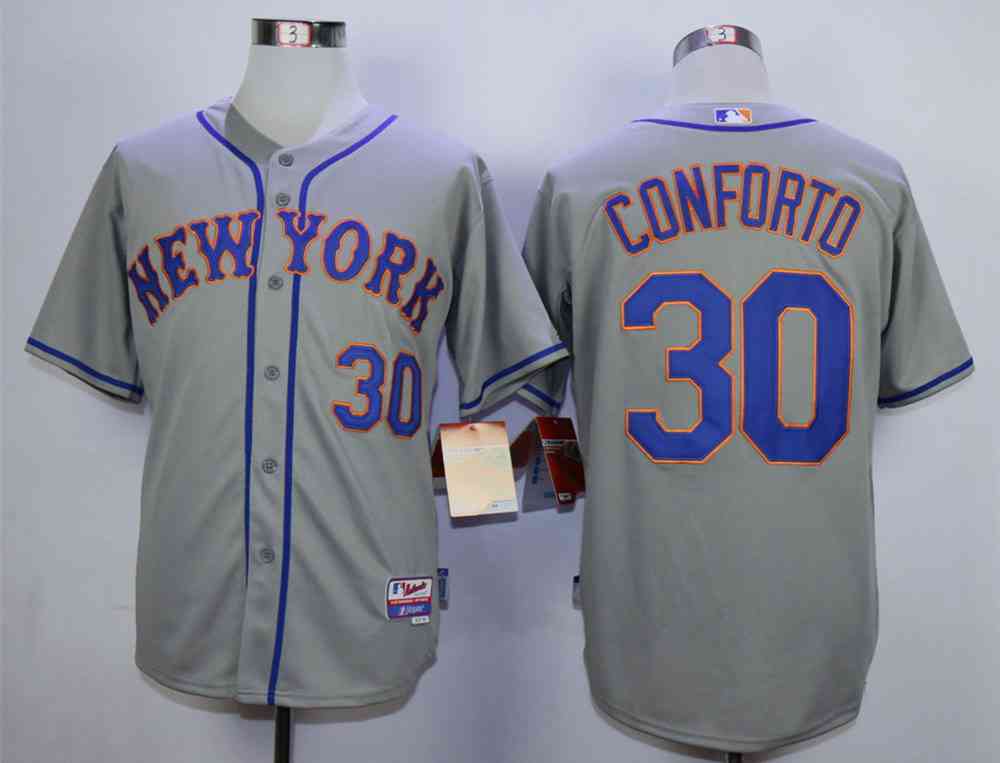 Men's New York Mets #30 Conforto Grey Cool Base Jersey