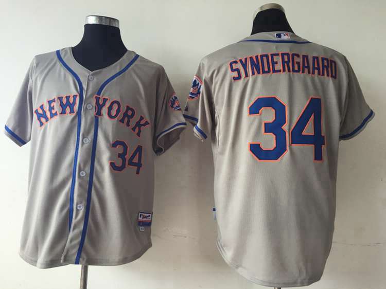 Men's New York Mets #34-Noah Syndergaard Grey Cool Base Jersey