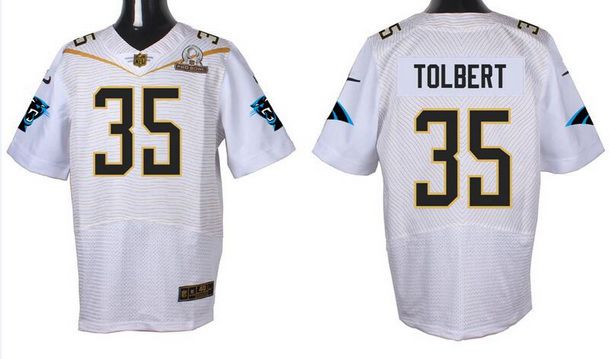 Men's Carolina Panthers #35 Mike Tolbert White 2016 Pro Bowl Nike Elite Jersey