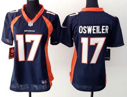 Women's Denver Broncos #17 Brock Osweiler Navy Blue Alternate NFL Nike Game Jersey