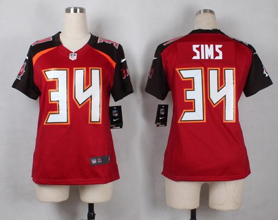 Women's Tampa Bay Buccaneers #34 Charles Sims Red Team Color NFL Nike Game Jersey