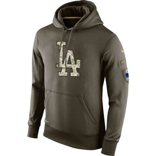 Men's Los Angeles Dodgers Nike Olive Salute To Service KO Performance Hoodie