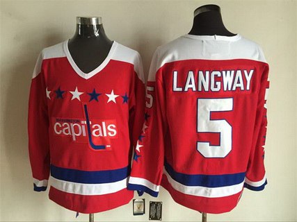 Men's Washington Capitals #5 Rod Langway 1987-88 Red CCM Vintage Throwback Jersey