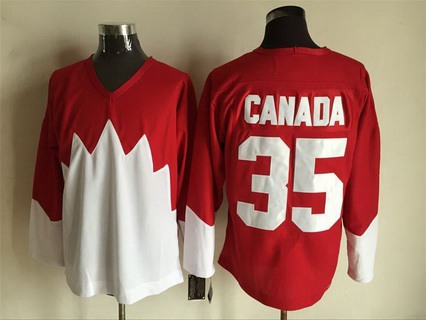 Men's Team Canada #35 Canada 1972 CCM Throwback Hockey Red Jersey