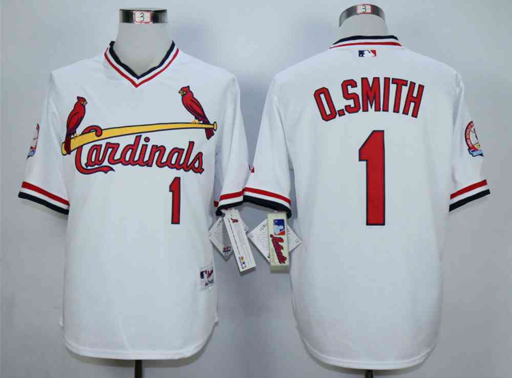 Men's St. Louis Cardinals #1 Ozzie Smith White 1982 Turn Back The Clock Jersey