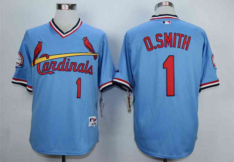 Men's St. Louis Cardinals #1 Ozzie Smith Blue 1982 Turn Back The Clock Jersey