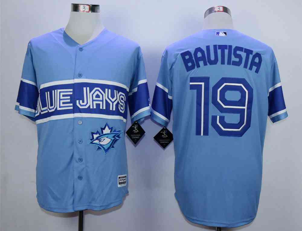 Men's Toronto Blue Jays #19 Jose Bautista Light Blue New Cool Base Jersey