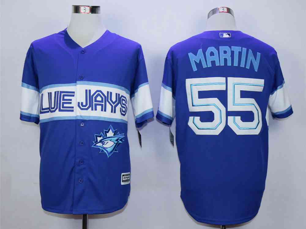 Men's Toronto Blue Jays #55 Russell Martin Navy Blue New Cool Base Jersey