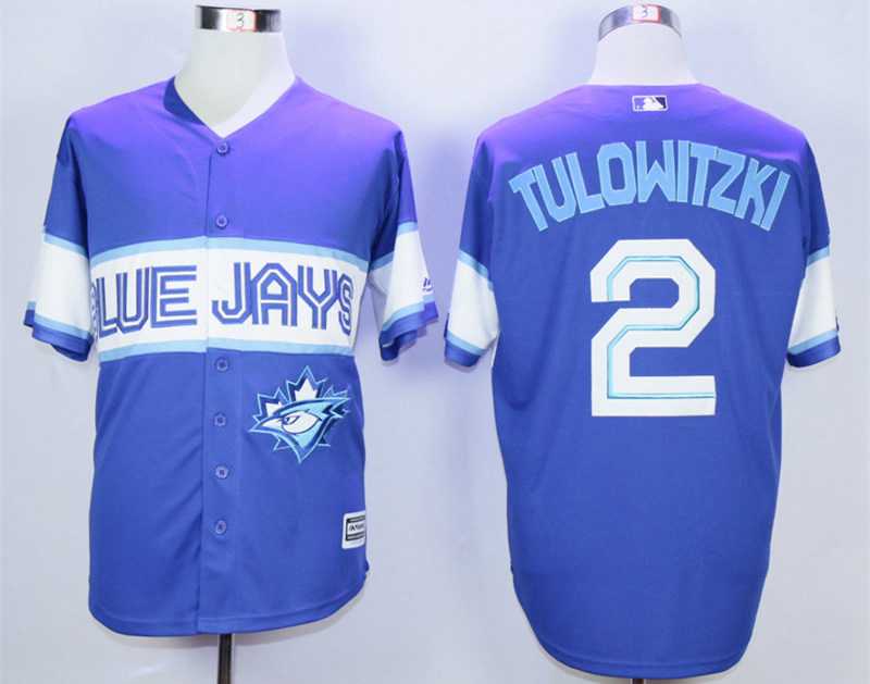 Men's Toronto Blue Jays #2 Troy Tulowitzki Blue New Cool Base Jersey