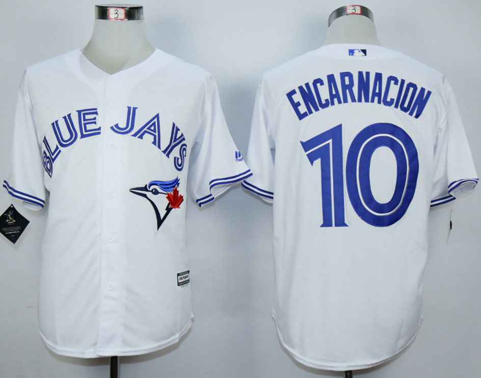 Men's Toronto Blue Jays #10 Edwin Encarnacion White New Cool Base Jersey