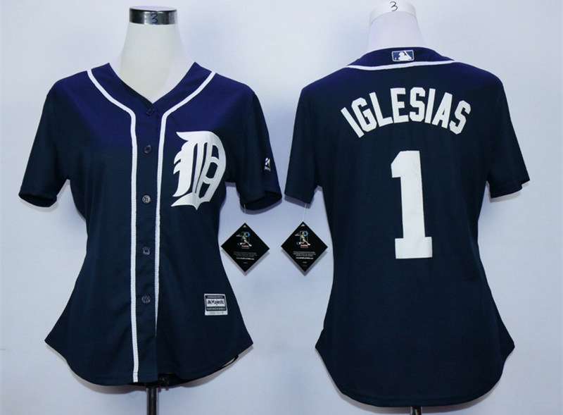 Detroit Tigers #1 Jose Iglesias Blue Women New Cool Base Jersey