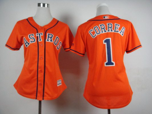 Women's Houston Astros #1 Carlos Correa Alternate Orange 2015 MLB Cool Base Jersey