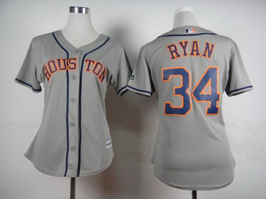 Women's Houston Astros #34 Nolan Ryan Away Gray 2015 MLB Cool Base Jersey