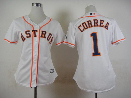 Women's Houston Astros #1 Carlos Correa Home White 2015 MLB Cool Base Jersey