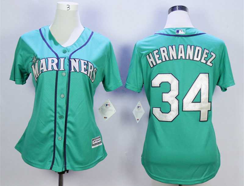 Women's Miami Marlins #34 Felix Hernandez Green Women New Cool Base Jersey