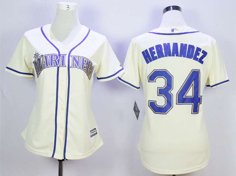 Women's Miami Marlins #34 Felix Hernandez Cream Women New Cool Base Jersey