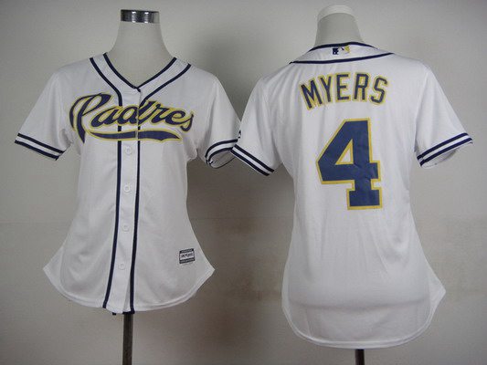 Women's San Diego Padres #4 Wil Myers Home White 2015 MLB Cool Base Jersey