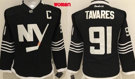 Women's New York Islanders #91 John Tavares 2015 Reebok Black Premier Alternate Jersey