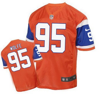 Men's Denver Broncos #95 Derek Wolfe Orange 1998 Retro Elite Jersey