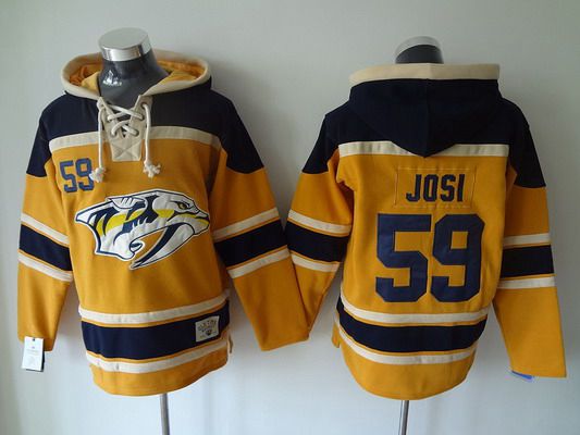 Men's Nashville Predators #59 Roman Josi Old Time Hockey Yellow Hoodie