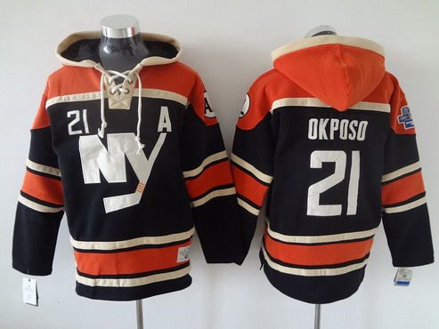 Men's New York Islanders #21 Kyle Okposo Old Time Hockey 2015 Black Hoodie