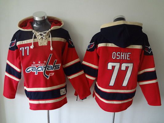 Men's Washington Capitals #77 T.J. Oshie Old Time Hockey Red Hoodie