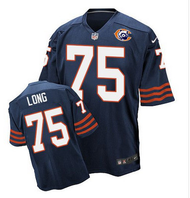 Nike Bears #75 Kyle Long Navy Blue Throwback Men's Stitched NFL Elite Jersey