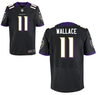 Men's Baltimore Ravens #11 Mike Wallace Black Alternate NFL Nike Elite Jersey