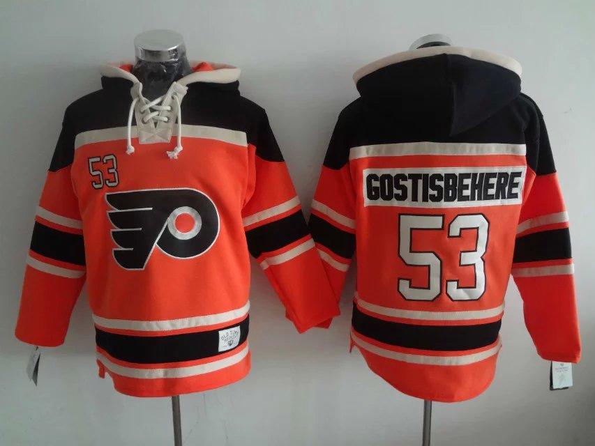 Men's Philadelphia Flyers #53 Shayne Gostisbehere Old Time Hockey Alternate Orange Hoodie