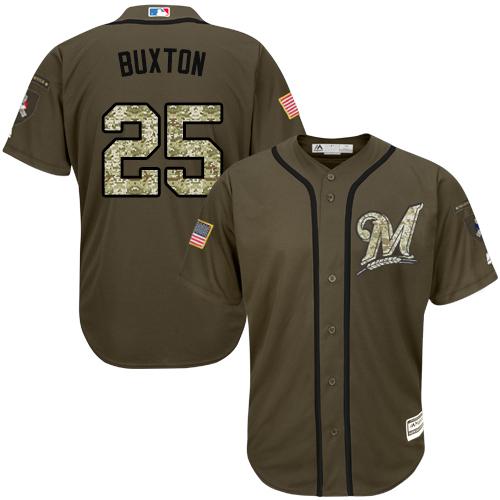 Minnesota Twins #25 Byron Buxton Green Salute to Service Stitched MLB Jersey