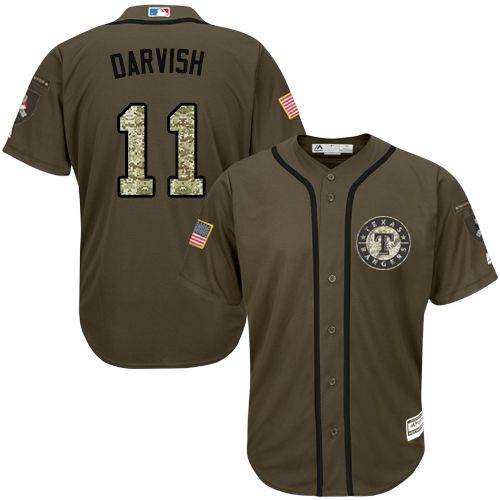 Texas Rangers #11 Yu Darvish Green Salute to Service Stitched MLB Jersey