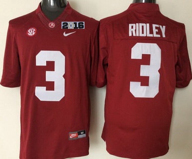 Men's Alabama Crimson Tide #3 Calvin Ridley Red 2016 BCS College Football Nike Limited Jersey