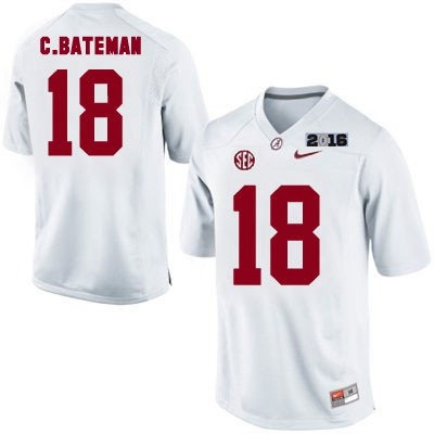 Men's Alabama Crimson Tide #18 Cooper Bateman White 2016 BCS College Football Nike Limited Jersey