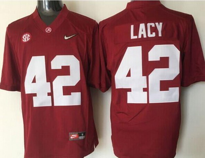 Men's Alabama Crimson Tide #42 Eddie Lacy Red 2016 Playoff Diamond Quest College Football Nike Limited Jersey