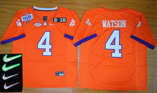 Men's Clemson Tigers #4 Deshaun Watson Orange 2016 Playoff Rose Bowl Special Event Diamond Quest Jersey