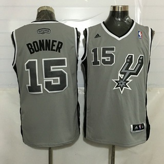 Men's San Antonio Spurs #15 Matt Bonner Revolution 30 Swingman Gray Jersey