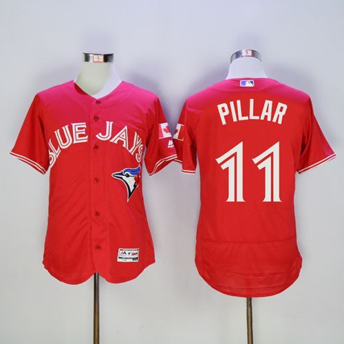 Blue Jays #11 Kevin Pillar Red Flexbase Authentic Collection Canada Day Stitched MLB Jersey