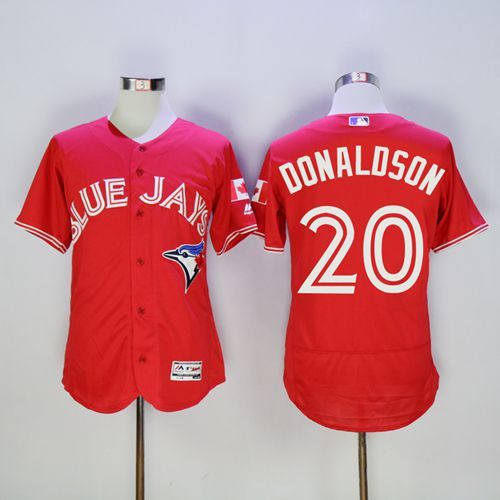 Blue Jays #20 Josh Donaldson Red Flexbase Authentic Collection Canada Day Stitched MLB Jersey