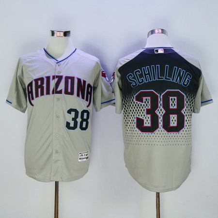 Men's Arizona Diamondbacks #38 Curt Schilling Retired Gray Capri 2016 Flexbase Majestic Baseball Jersey