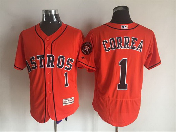 Men's Houston Astros #1 Carlos Correa Orange 2016 Flexbase Majestic Baseball Jersey