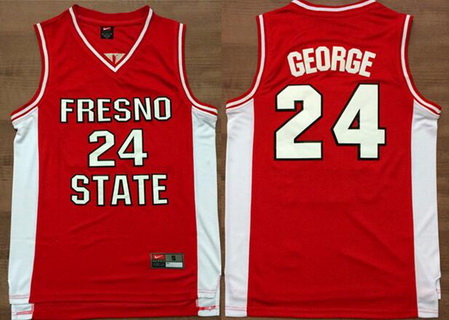 Men's Fresno State Bulldogs #24 Paul George Red College Basketball Swingman Jersey