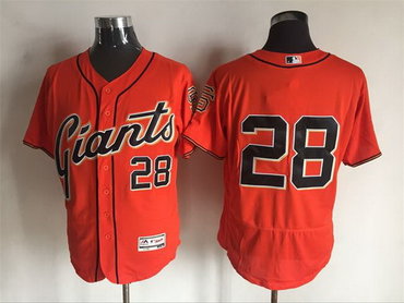 Men's San Francisco Giants #28 Buster Posey Orange 2016 Flexbase Majestic Baseball Jersey