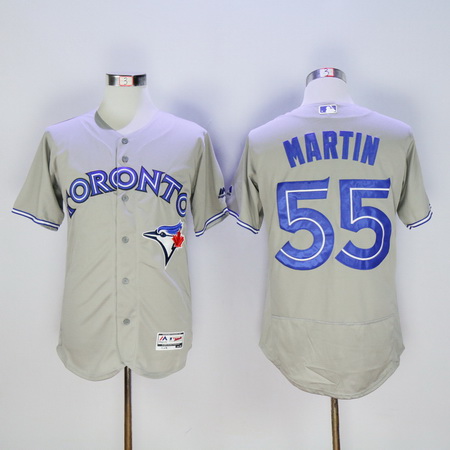 Men's Toronto Blue Jays #55 Russell Martin Gray 2016 Flexbase Majestic Baseball Jersey