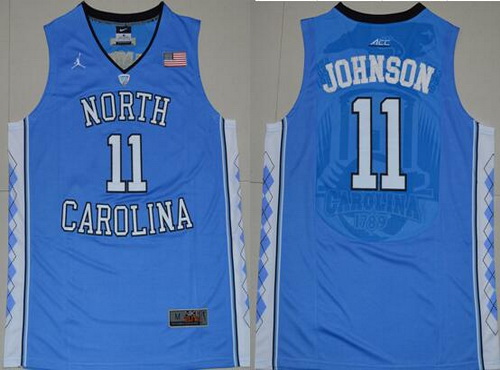 Men's North Carolina Tar Heels #11 Brice Johnson 2016 Light Blue Swingman College Basketball Jersey