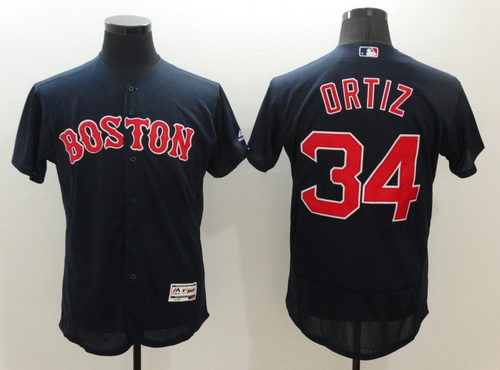 Men's Boston Red Sox #34 David Ortiz Navy Blue 2016 Flexbase Majestic Baseball Jersey