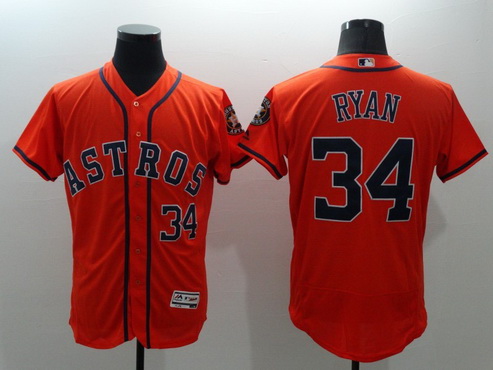 Men's Houston Astros #34 Nolan Ryan Retired Orange 2016 Flexbase Majestic Baseball Jersey