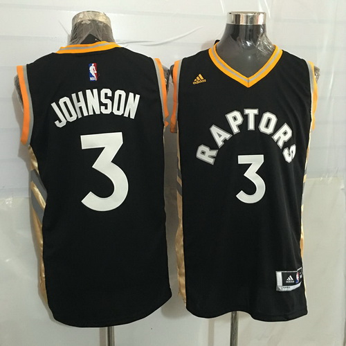 Men's Toronto Raptors #3 James Johnson Black With Gold New NBA Rev 30 Swingman Jersey