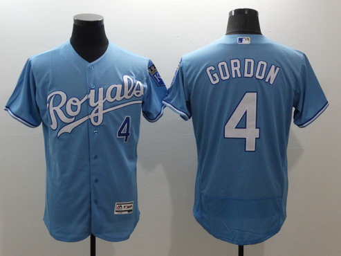 Men's Kansas City Royals #4 Alex Gordon Light Blue 2016 Flexbase Majestic Baseball Jersey