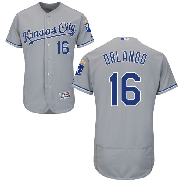 Men's Kansas City Royals #16 Paulo Orlando Majestic Gray 2016 Flexbase Authentic Collection Jersey