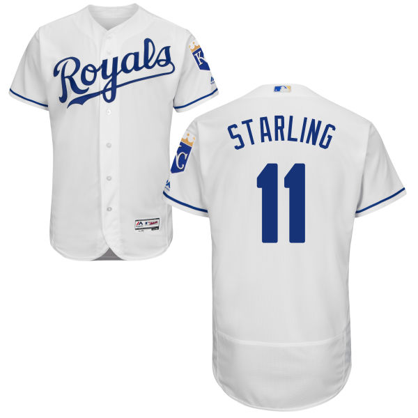 Men's Kansas City Royals #11 Bubba Starling Majestic White 2016 Flexbase Authentic Collection Jersey